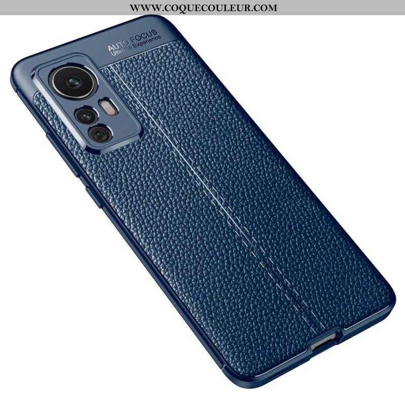 Coque Poco F4 Effet Cuir Litchi Double Line