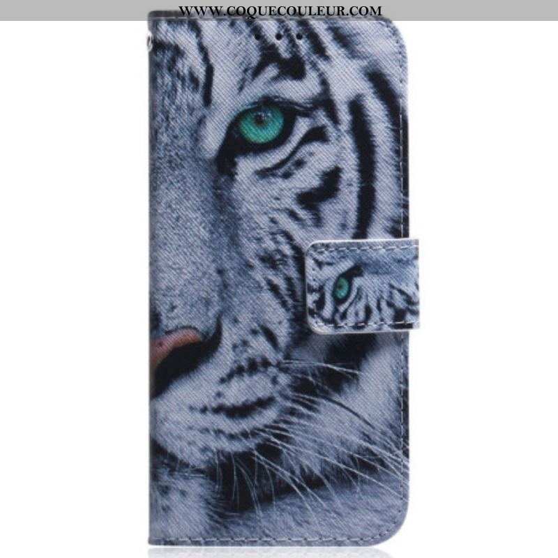 Housse Xiaomi 13 Pro Tigre Blanc à Lanière