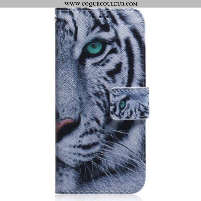 Housse Xiaomi 13 Tigre Blanc à Lanière