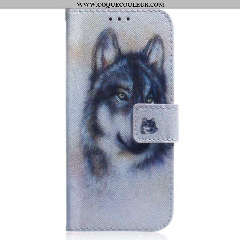 Housse Xiaomi 13 Loup Aquarelle à Lanière