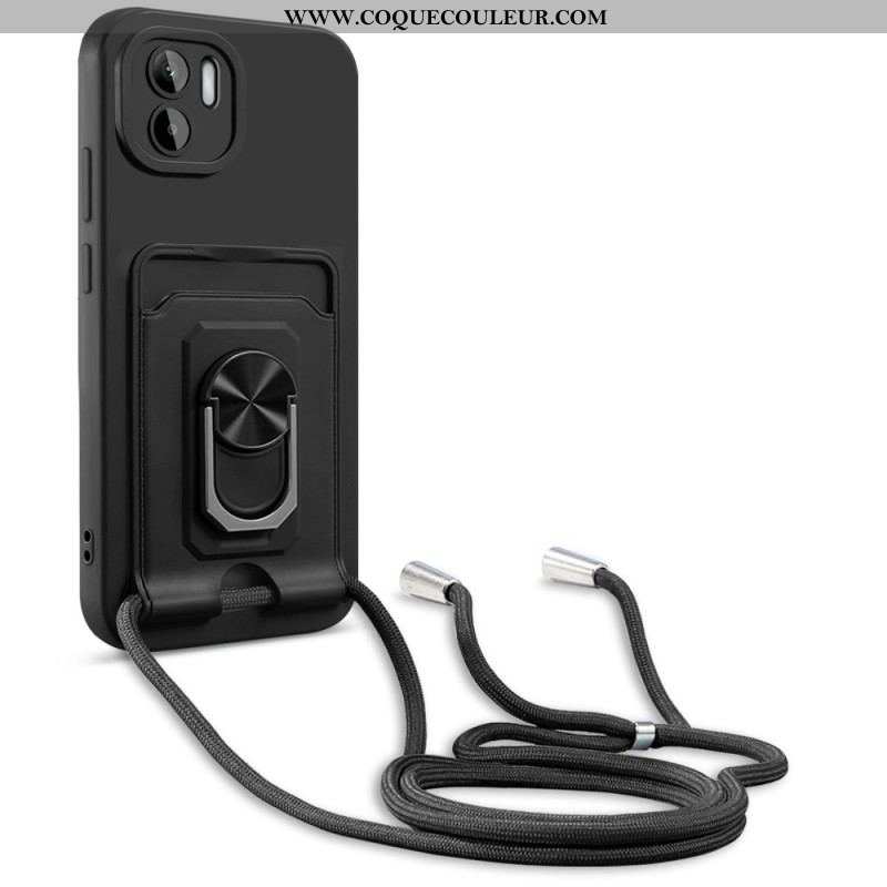 Coque Xiaomi Redmi A1 à Cordon avec Porte-Carte et Anneau-Support