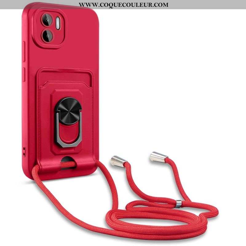 Coque Xiaomi Redmi A1 à Cordon avec Porte-Carte et Anneau-Support