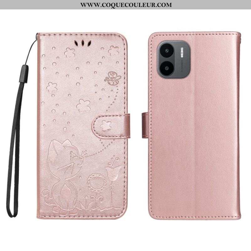 Housse Xiaomi Redmi A1 Chat et Abeille à Lanière