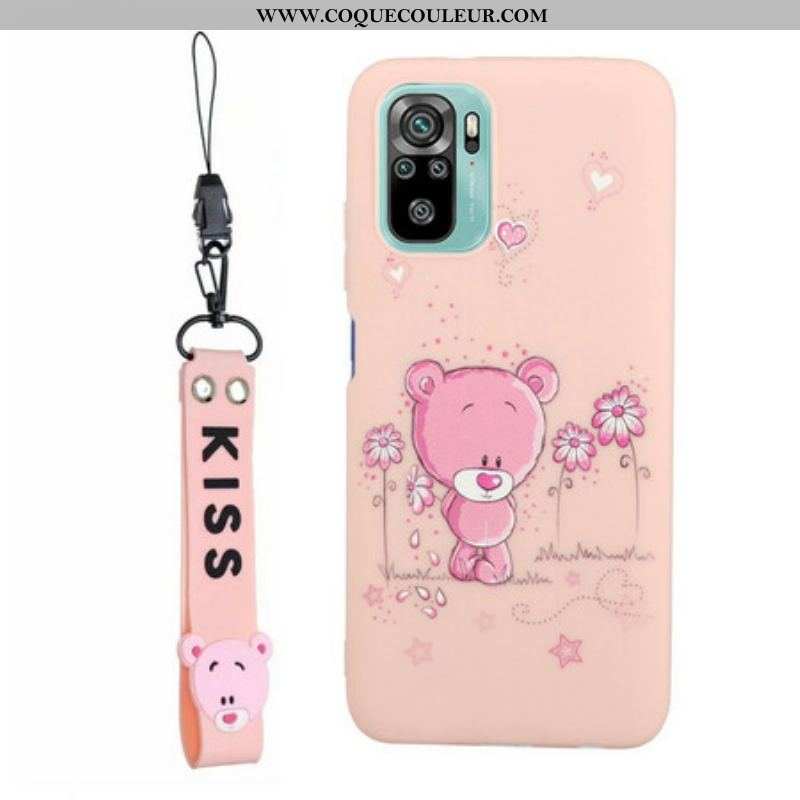 Coque Xiaomi Redmi Note 10/10S/Poco M5s Ourson avec Lanière