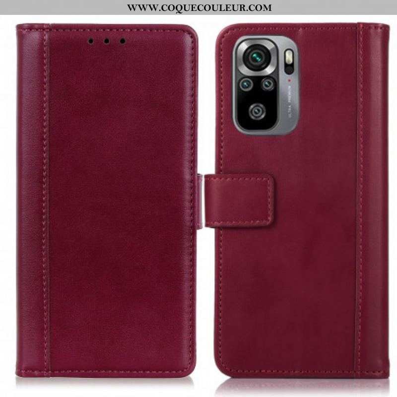 Housse Xiaomi Redmi Note 10/10S/Poco M5s Style Cuir Fendu