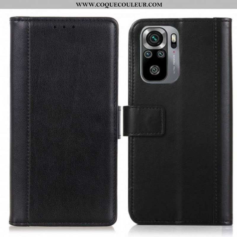 Housse Xiaomi Redmi Note 10/10S/Poco M5s Style Cuir Fendu