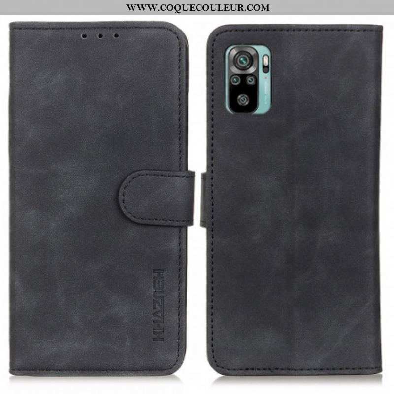 Housse Xiaomi Redmi Note 10/10S/Poco M5s Effet Cuir Vintage KHAZNEH