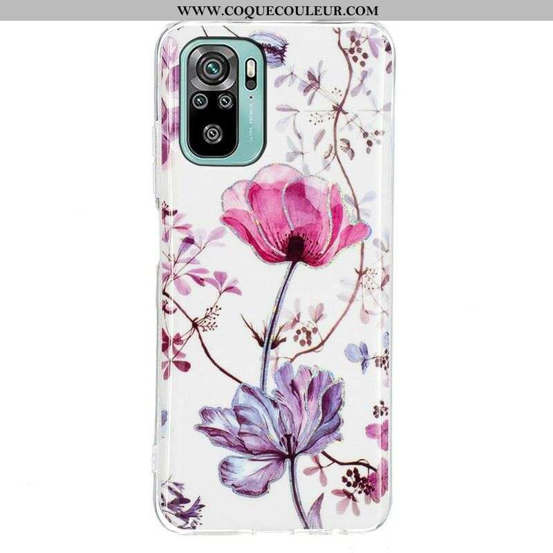 Coque Xiaomi Redmi Note 10/10S/Poco M5s Marbrée Fleurs