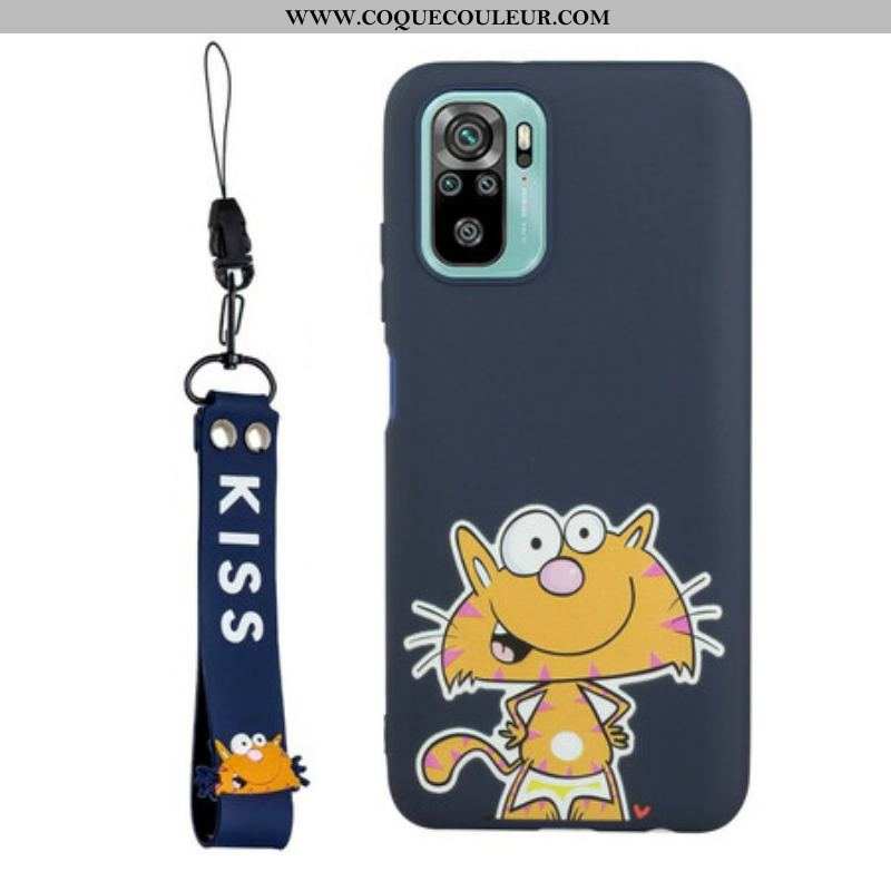 Coque Xiaomi Redmi Note 10/10S/Poco M5s Chat avec Lanière Kiss