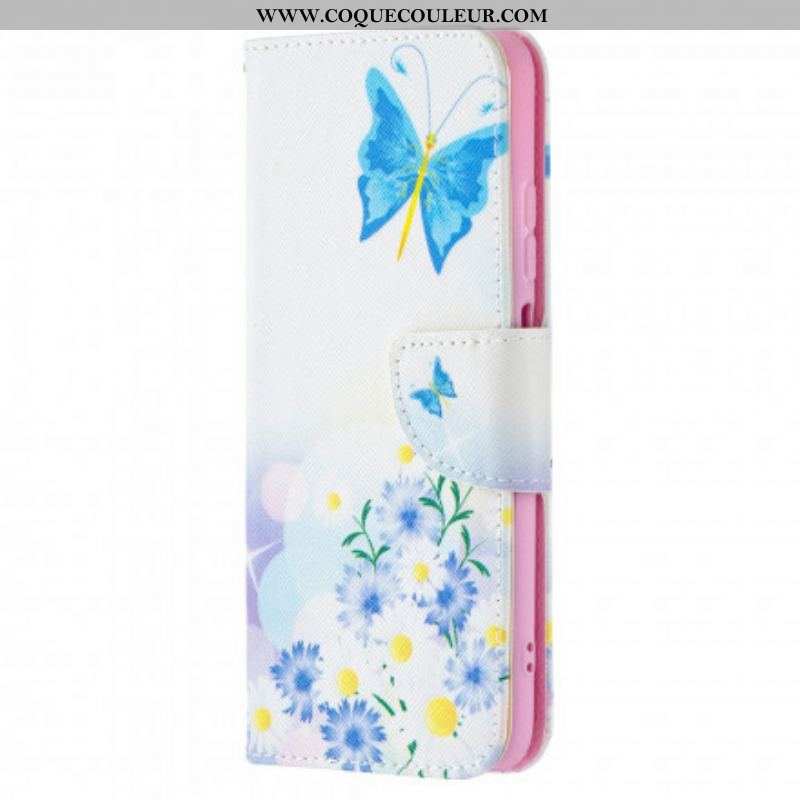 Housse Xiaomi Redmi Note 10/10S/Poco M5s Papillons et Fleurs Peints
