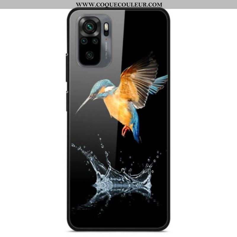 Coque Xiaomi Redmi Note 10/10S/Poco M5s Verre Trempé Oiseau Couronne