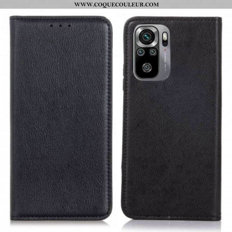 Flip Cover Xiaomi Redmi Note 10/10S/Poco M5s Cuir Fendu Litchi