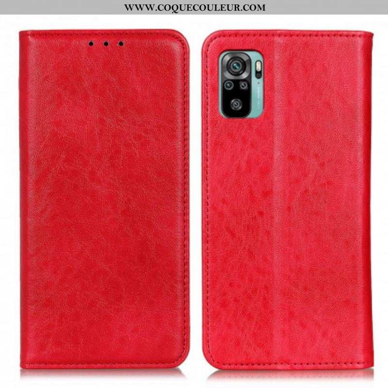 Flip Cover Xiaomi Redmi Note 10/10S/Poco M5s Effet Cuir Texturé