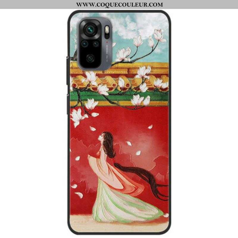 Coque Xiaomi Redmi Note 10/10S/Poco M5s La Femme à Fleurs Asiatiques