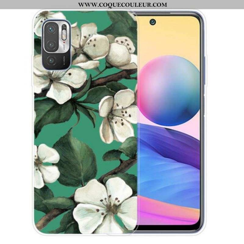 Coque Xiaomi Redmi Note 10 5G / Poco M3 Pro 5G Fleurs Blanches Peintes