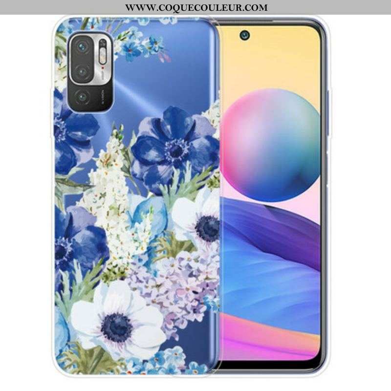 Coque Xiaomi Redmi Note 10 5G / Poco M3 Pro 5G Fleurs Bleues Aquarelle