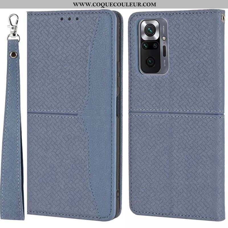 Housse Xiaomi Redmi Note 10 Pro Style Cuir Tissée à Lanière