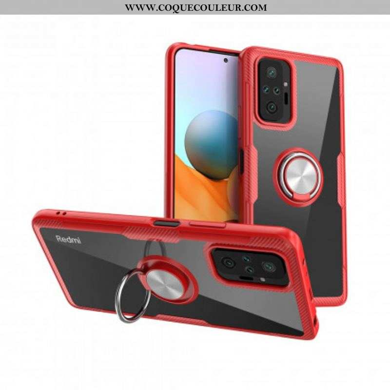 Coque Xiaomi Redmi Note 10 Pro Fibre Carbone Anneau Métallique