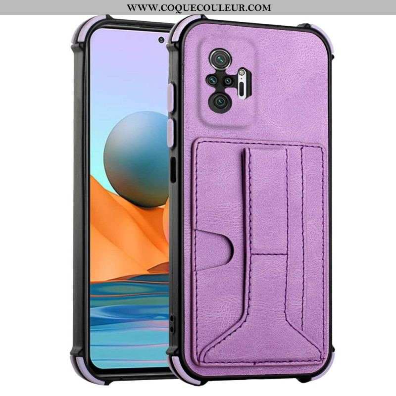 Coque Xiaomi Redmi Note 10 Pro Effet Cuir Avec Porte Cartes et Sangle