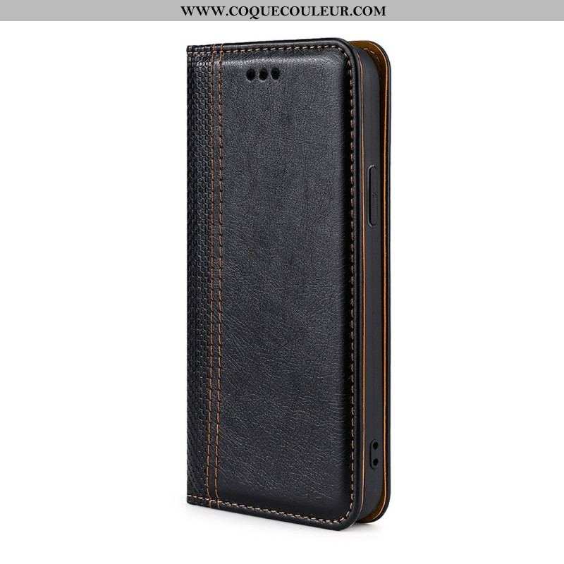 Flip Cover Xiaomi Redmi Note 10 Pro Cuir Litchi Fendu Coutures