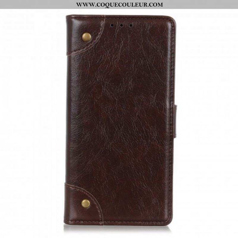 Housse Xiaomi Redmi Note 10 Pro Style Cuir Nappa Rivets Vintage