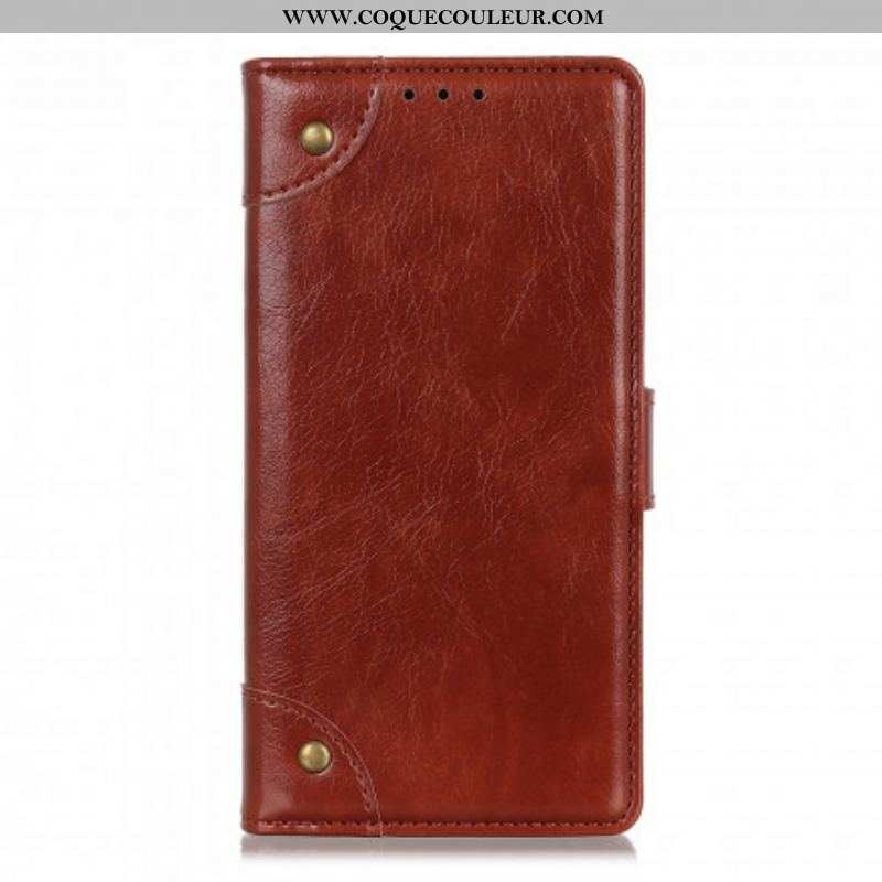 Housse Xiaomi Redmi Note 10 Pro Style Cuir Nappa Rivets Vintage