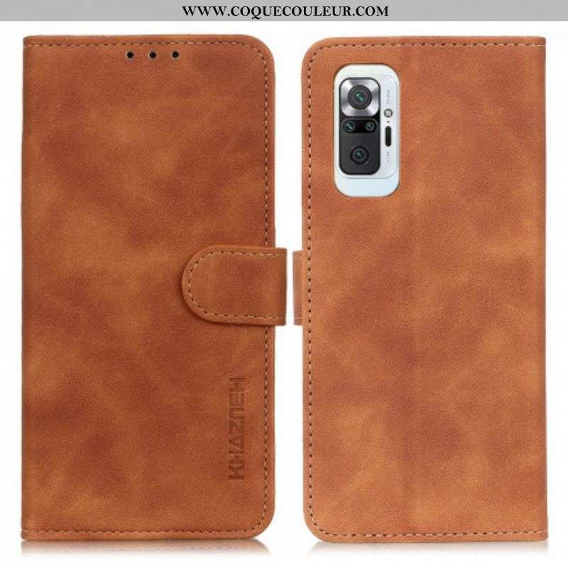 Housse Xiaomi Redmi Note 10 Pro Effet Cuir Vintage KHAZNEH