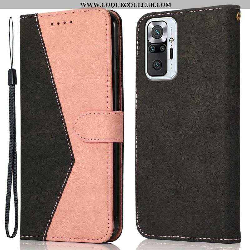 Housse Xiaomi Redmi Note 10 Pro Simili Cuir Bicolore Triangle