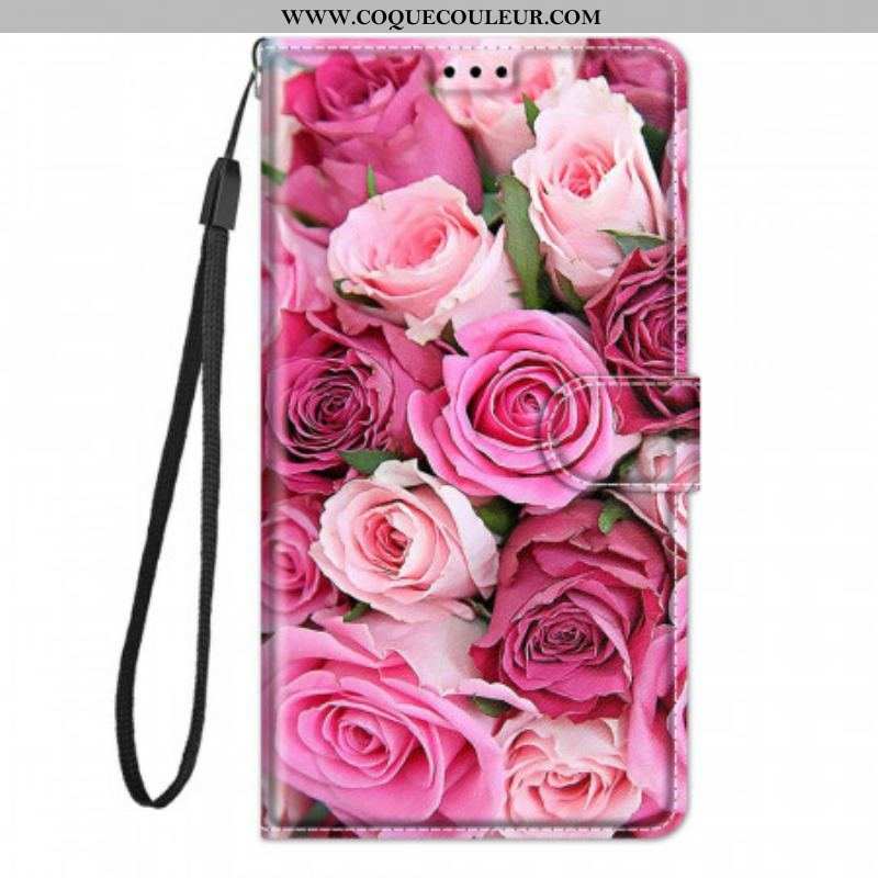 Housse Xiaomi Redmi Note 10 Pro Roses à Lanière