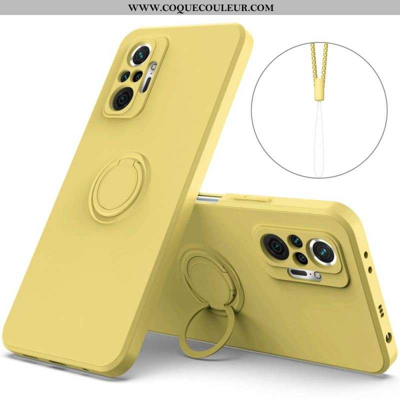 Coque Xiaomi Redmi Note 10 Pro Silicone Liquide Anneau et Lanière