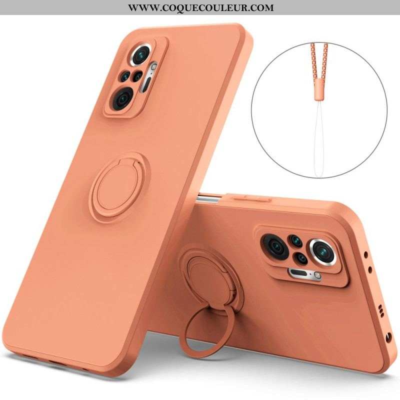 Coque Xiaomi Redmi Note 10 Pro Silicone Liquide Anneau et Lanière