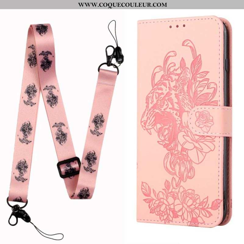 Housse Xiaomi Redmi Note 10 Pro Tigre Baroque à Lanière