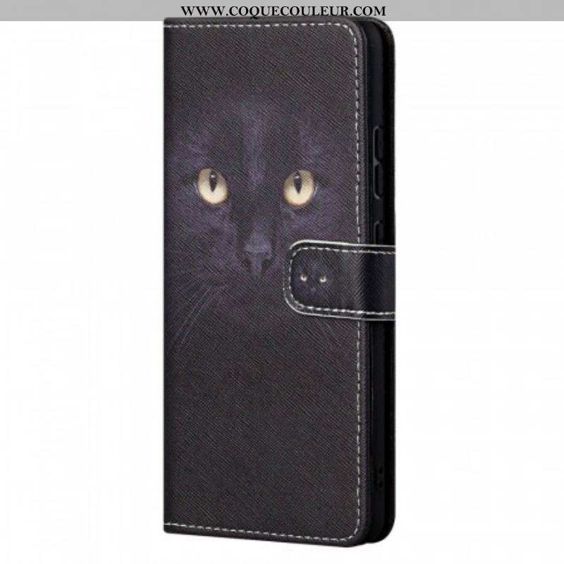 Housse Xiaomi Redmi Note 11 / 11s Yeux de Chat Noir à Lanière