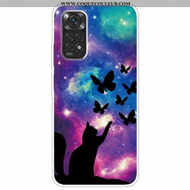 Coque Xiaomi Redmi Note 11 / 11s Chat et Papillons Dans l'Espace