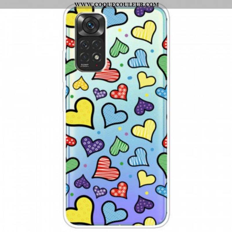 Coque Xiaomi Redmi Note 11 / 11s Coeurs Multicolors