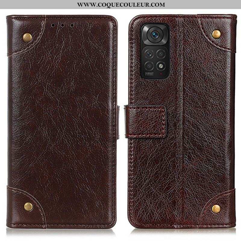 Housse Xiaomi Redmi Note 11 / 11s Style Cuir Nappa Rivets Vintage