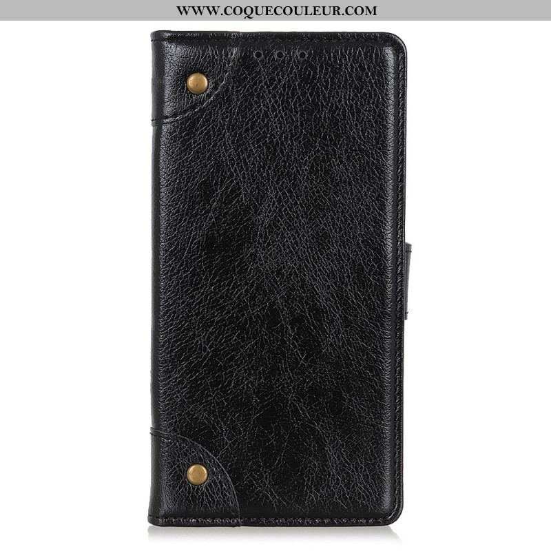 Housse Xiaomi Redmi Note 11 Pro / Note 11 Pro 5G Style Cuir Nappa Rivets Vintage