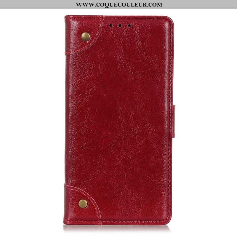 Housse Xiaomi Redmi Note 11 Pro / Note 11 Pro 5G Style Cuir Nappa Rivets Vintage