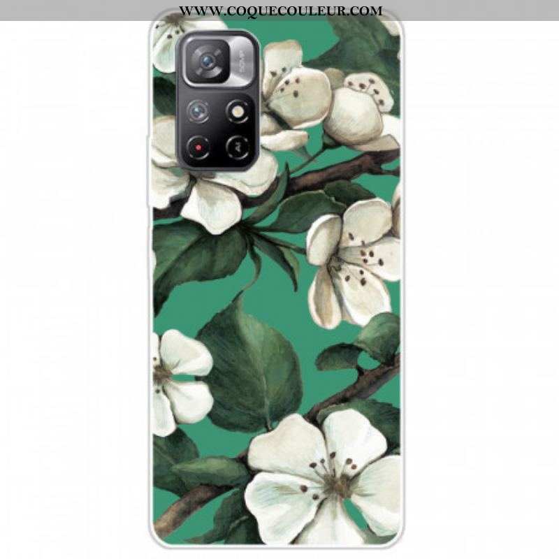 Coque Xiaomi Redmi Note 11 Pro Plus 5G Silicone Fleurs Blanches