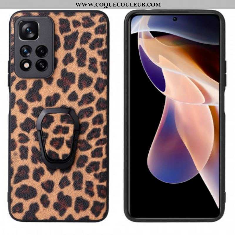 Coque Xiaomi Redmi Note 11 Pro Plus 5G Style Léopard Anneau-Support