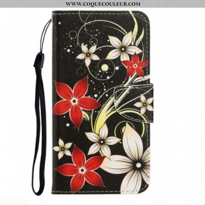 Housse Xiaomi Redmi Note 11 Pro Plus 5G Fleurs Colorées à Lanière