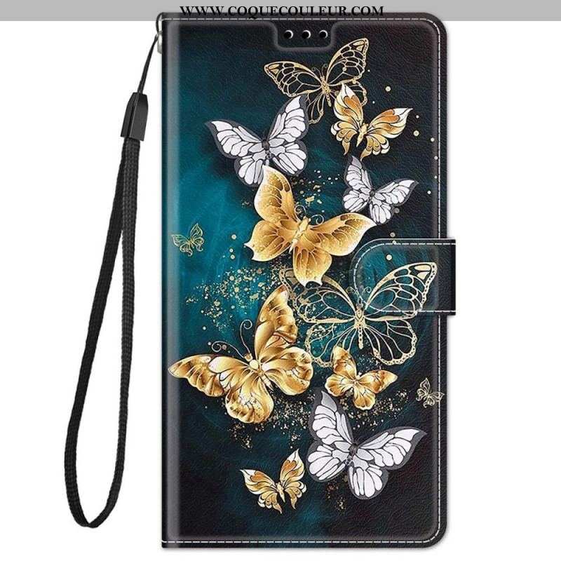 Housse Xiaomi Redmi Note 11 Pro Plus 5G Fan des Papillons à Lanière
