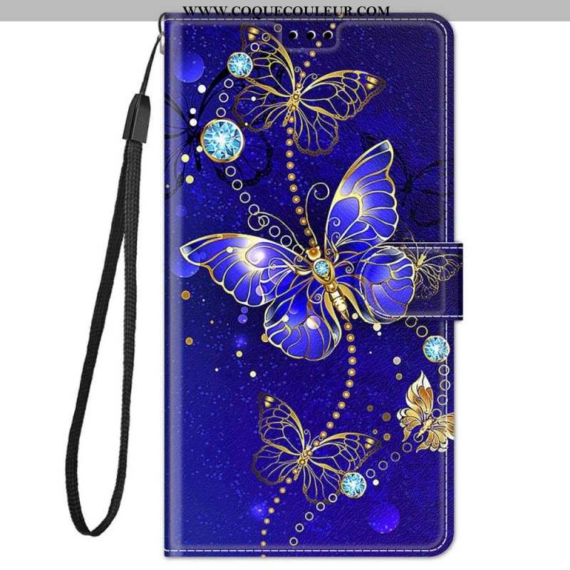 Housse Xiaomi Redmi Note 11 Pro Plus 5G Fan des Papillons à Lanière