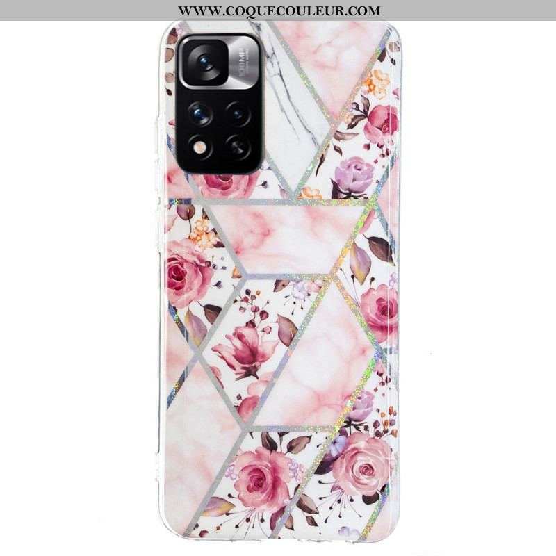 Coque Xiaomi Redmi Note 11 Pro Plus 5G Marbrée Fleurs