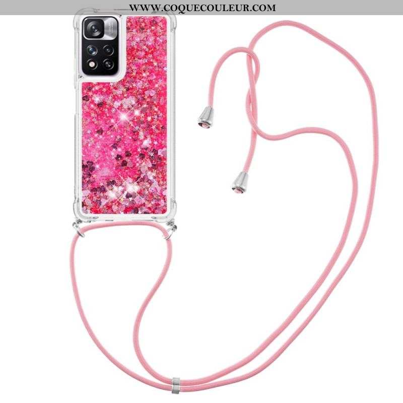 Coque Xiaomi Redmi Note 11 Pro Plus 5G à Cordon Paillettes Design