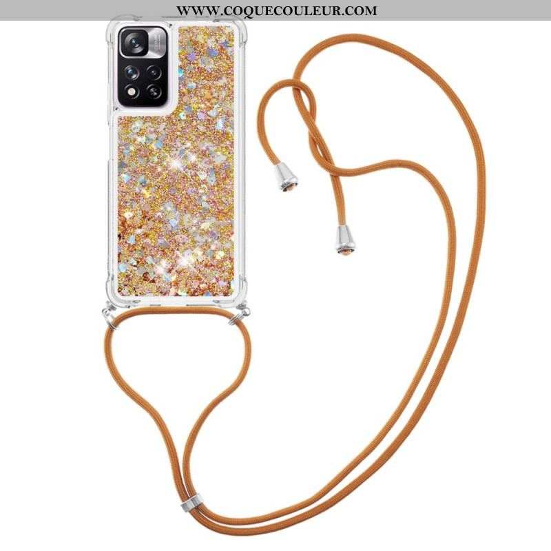 Coque Xiaomi Redmi Note 11 Pro Plus 5G à Cordon Paillettes Design