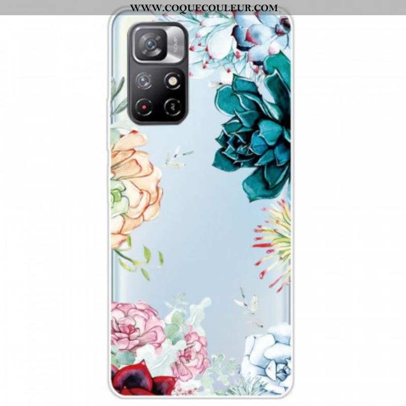 Coque Xiaomi Redmi Note 11 Pro Plus 5G Transparente Fleurs Aquarelle