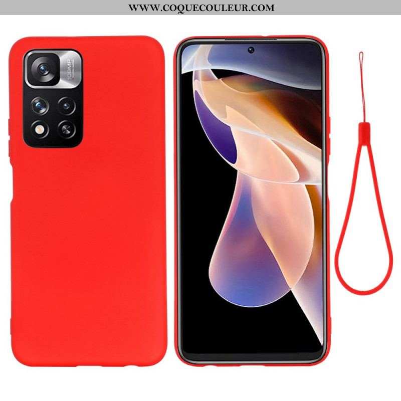 Coque Xiaomi Redmi Note 11 Pro Plus 5G Silicone Liquide avec Lanière