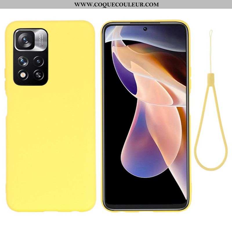 Coque Xiaomi Redmi Note 11 Pro Plus 5G Silicone Liquide avec Lanière