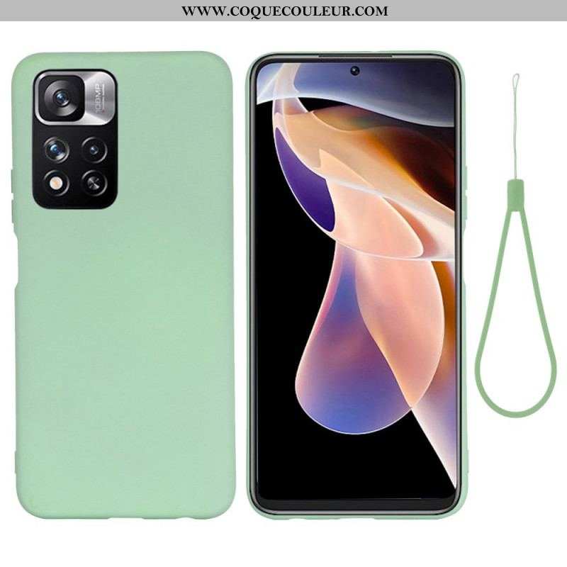 Coque Xiaomi Redmi Note 11 Pro Plus 5G Silicone Liquide avec Lanière